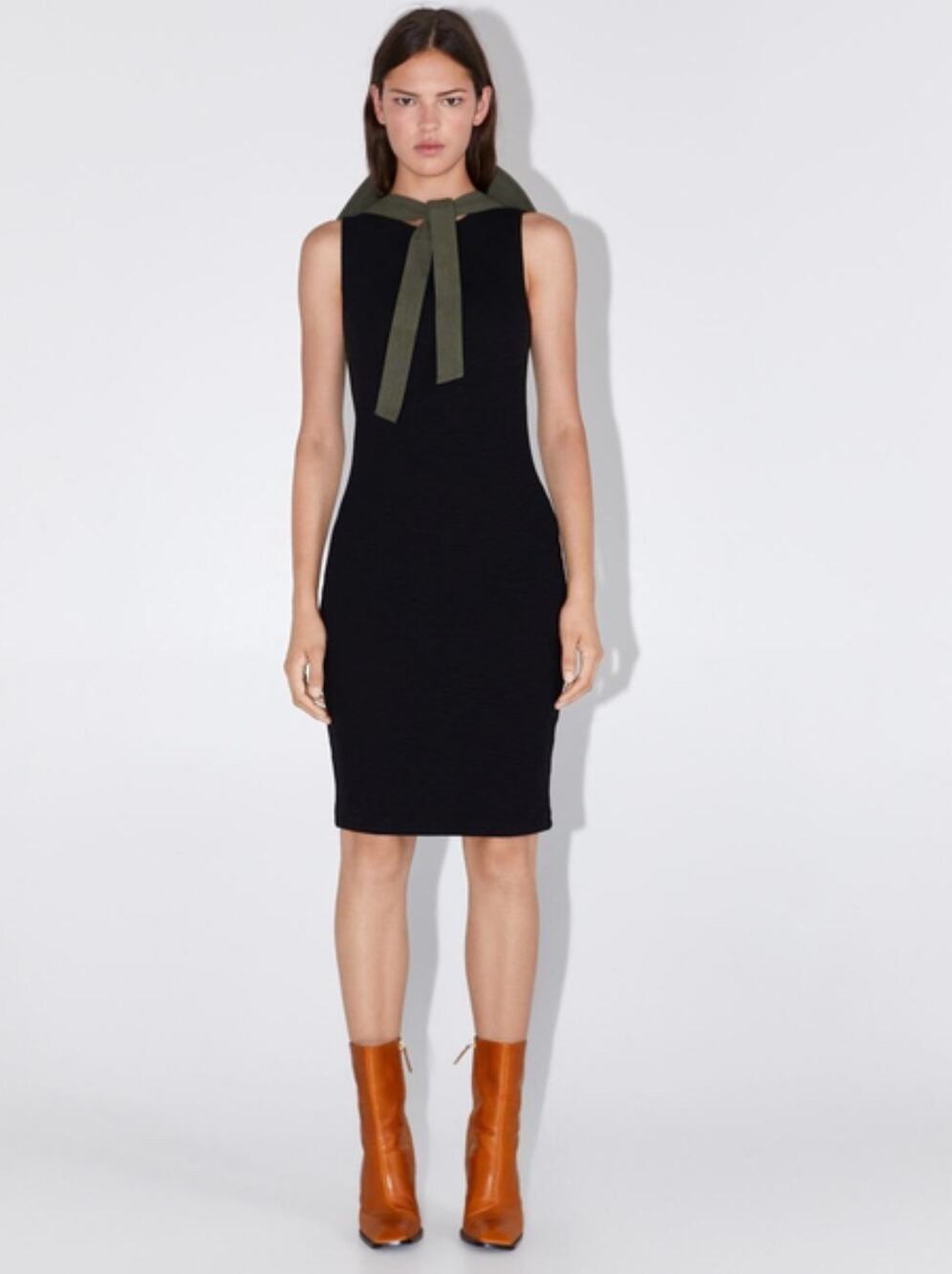 NWT Zara Ribbed Bodycon Dress Black Size M